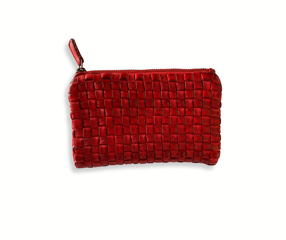 Scarlet Artisan Elegance Woven Wallet - front view closed