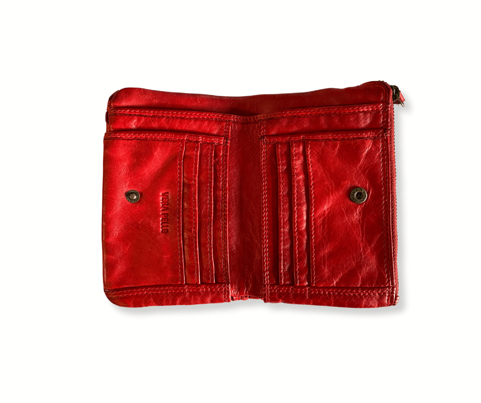 Scarlet Artisan Elegance Woven Wallet - inside view open horizontal