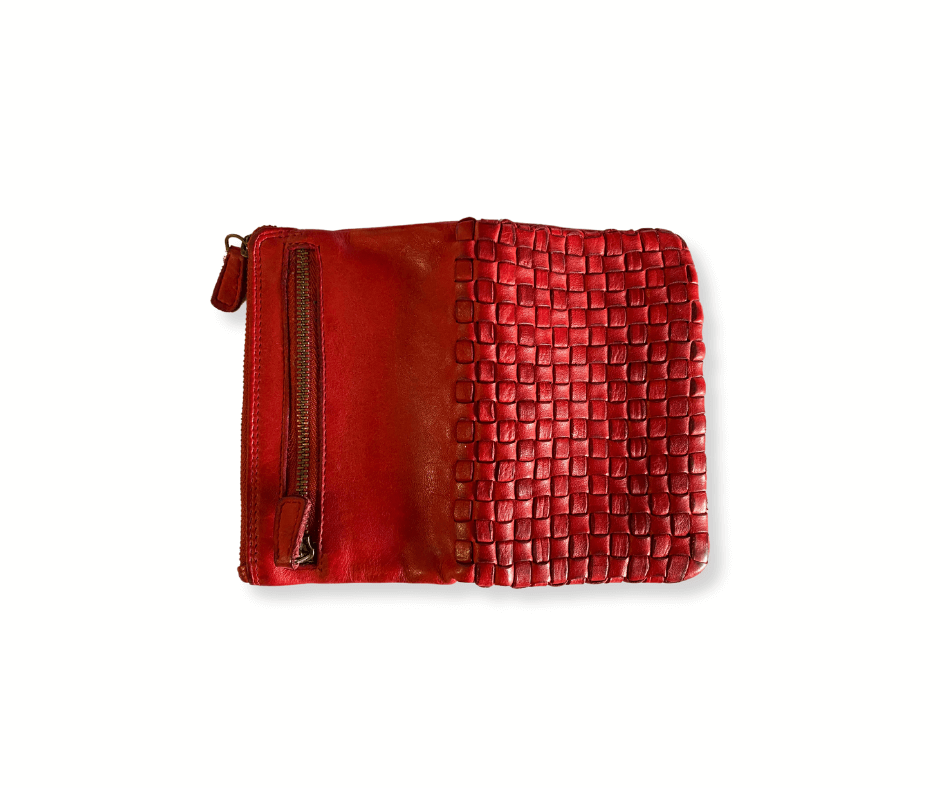 Scarlet Artisan Elegance Woven Wallet - back view open